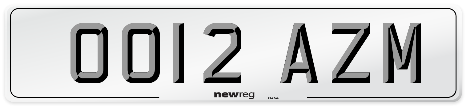 OO12 AZM Number Plate from New Reg
